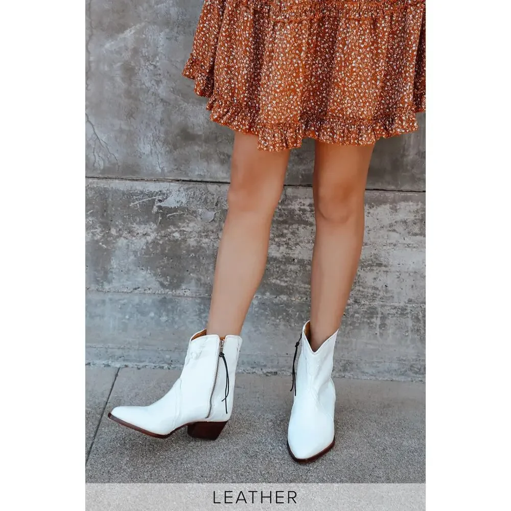 New Free People Boots 36.5 White Patent Leather New Frontier Cowboy Western